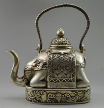BRASS Decorated Old Handwork Tibet Silver Carve Flower Elephant Tea pot Pot  shipping, tools wedding Decoration Brass 2024 - buy cheap