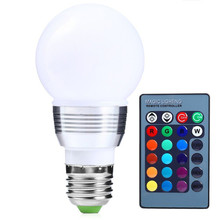 Шариковая лампа E27 3 Вт AC85-265V светодиодная RGB лампа SMD светодиоды 16 цветов меняющаяся светодиодная лампа + ИК-пульт 2024 - купить недорого