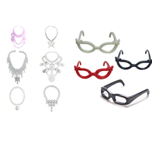 NK 4 Pcs Plastic Glasses+ 6 Pcs Fashion Plastic Chain Necklace For Monster High Doll  For Barbie Doll Doll Party Accessories DZ 2024 - buy cheap