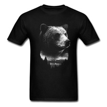 Bear Print T-shirts Sky Silhouette T Shirt Awesome Men Tshirt Short Sleeve 100% Cotton Tops Tees Black Clothes Drop Shipping 2024 - buy cheap