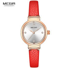 Megir relógio com pulseira de couro casual, de quartzo para mulheres, simples, de luxo, feminino, à prova d'água, relógio de pulso feminino, 4207 vermelho 2024 - compre barato