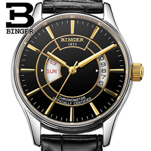 Genuine Switzerland watches BINGER Brand Mens leather strap automatic mechanical self-wind sapphire table waterproof navigator 2024 - buy cheap