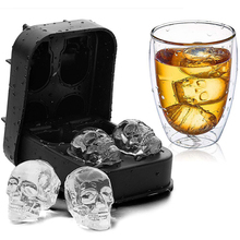 Креативные 3d формы черепа льда Куб формы, 4 формы, пищевой гибкий силиконовый череп льда Куб лоток виски вино коктейль льда Куб 2024 - купить недорого
