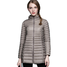 Chaqueta de plumón de pato para mujer, abrigo largo ultraligero, impermeable, portátil, Parkas de cuello alto, 90% 2024 - compra barato