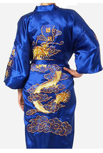 Мужской Шелковый Атласный халат в китайском стиле, размеры S, M, L, XL, XXL, XXXL 2024 - купить недорого
