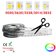 Светодиодная лента RGB 5 м/10 м, светильник 2835 3014 5630 3528 5050SMD, гибкая лента, Рождественское украшение, IP20, неоновая Светодиодная лента 2024 - купить недорого