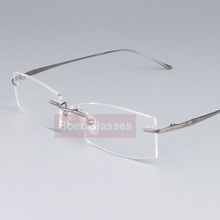 Brand Pure Titanium Eyeglasses Rimless Optical Frame Prescription Men Spectacle Reading Myopia Eye Glasses #9069(52-17-137) 2024 - buy cheap