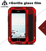 Funda Gorilla Glass Love Mei para iphone 8, 7, 6, 6s Plus, carcasa de Metal resistente al agua para iphone XS, X, XR, cubierta de aluminio a prueba de golpes 2024 - compra barato