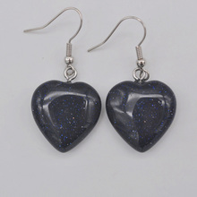 Brincos de pedras de arenito azul, miçangas de coração, joias para presente feminino t27u 2024 - compre barato