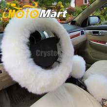 Cubierta blanca cálida para volante de coche, accesorios de invierno para Interior de automóvil, 38cm, 3 piezas, para Toyota BWM 2024 - compra barato