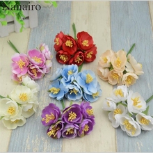 60pcs Mini Silk flores de Cerejeira Artificial buquê de Flores Para Casa Decoração De Casamento Guirlanda DIY Scrapbooking Flores Falsas 2024 - compre barato