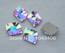 free shinpping Wholesale16*21MM 100pcs/lot sew-on crystal rhinestone flatback AB color garment sewing accessories very shine 2024 - buy cheap