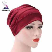DOUDOULU Muslim Hat India Ruffle Cancer Chemo Winter Hat For women bonnet musulman winter cap women caps Drop shipping#QWM 2024 - buy cheap
