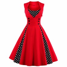 Polka Dot Vintage Dresses 50s 60s Pin Up 5XL Plus Size Womens Clothing 2019 Big Swing Floral Rockabilly Robe Retro Party Dress 2024 - buy cheap