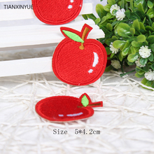20 pcs/lot 4.3*4.2cm red apples Embroidered patch iron on Motif sew on iron on Applique DIY accessory 2024 - buy cheap