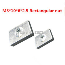 100pcs m3*10*6*2.5 steel with white zinc rectangular nut square nut for aluminium profile accessories 2024 - buy cheap
