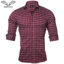 Camisa visada jauna masculina, camisa casual de manga longa com caimento social slim, camisa xadrez de algodão com tamanhos grandes embutidos n1144 2024 - compre barato