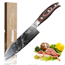 Sunnecko-cuchillo Santoku de Chef profesional, hoja de núcleo de acero VG10 japonés de Damasco, cuchillos de cocina con mango de madera Pakka para carne, 7 pulgadas 2024 - compra barato