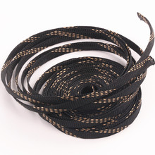 Cable Protection Sleeving 10mm Black+Gold Tight Braided PET Expandable Sleeve Wire Gland 10M long 2024 - buy cheap