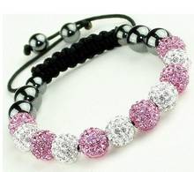 10mm 3pcs/lot p8989 pink white  Clay Micro Disco Pave Ball bead  Bracelets Bangles for   Wholesale   crystal 2024 - buy cheap