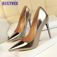 BIGTREE Patent Leather Woman Sexy Party High Heels Fashion Office Ladies Work Pumps Women Wedding Bridal Shoes 2024 - buy cheap