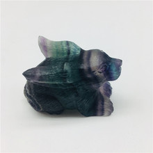 Natural rainbow fluorite quartz carved crystal rabbit statue crystal  animal totem 2024 - buy cheap