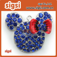 100pcs Fashion blue rhinestonemouse  head pendant/charm for diy necklace gift 2024 - buy cheap