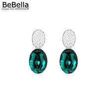 Bebella oval cristal brincos feitos com cristais de swarovski moda jóias de cristal para feminino menina presente de natal 2024 - compre barato