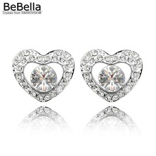 BeBella women crystal heart earrings made with Swarovski Elements 2024 - купить недорого