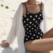 Sexy Open Back One Piece Swimsuit Women Polka Dot Print Swimwear Push Up Monokini Bandage Swim Suit Backless Trikini Bath Suit 2024 - buy cheap