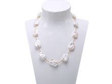 NEW Hand knotted natural white baroque alien pearl necklace fashion jewelry 20inches 001 2024 - buy cheap