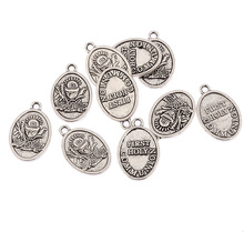 Pingentes oval de prata para primeira comunhão, pingente com contas de prata tibetanas, 10 unidades 20*15mm 2024 - compre barato