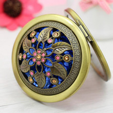 Bronze color flower Metal Portable pocket mirror two-sides folding makeup mirror Vintage butterfly Cosmetic mirror 2024 - buy cheap