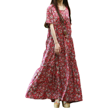 Vestido largo Vintage de talla grande para mujer, ropa de verano, de talla grande, con cuello redondo 2024 - compra barato