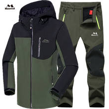 Man Winter Waterproof Fish Ski Warm Softshell Fleece Hiking Outdoor Jackets Trekking Camp Coat Set Pants Climb Oversize Trousers 2024 - buy cheap