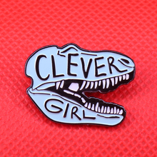 Clever girl enamel pin dinosaur brooch raptor teeth badge feminist pins cute animal jewelry gifts for women accessories 2024 - buy cheap