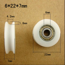 Free shipping 10 pcs 696zz bearing wheel with groove 6*22*7 POM roller door wheel 2024 - buy cheap