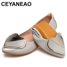 CEYANEAO-bailarinas con punta en pico para mujer, zapatos planos, plegables, planos, verdes, informales, de cuero suave, para primavera, 2021 2024 - compra barato