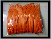 Free shipping 100pcs/lot Orange Loose Rooster Tail Feathers  14-16inches/35-40cm Chicken tail feather  For Dress/Hats Trims 2024 - buy cheap