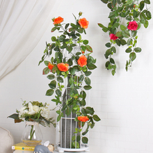 Flores de rosas artificiais, videira, hera, parede, cesta suspensa, flores com folhas verdes para sala de estar, decoração de casamento, guirlanda de rosas 2024 - compre barato