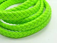 16,4 Feets Cordón de cuero sintético trenzado plano verde neón 10x4mm 2024 - compra barato