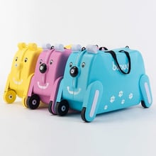 kids Creative animal locker baby Toy box rolling luggage Pull rod box Can sit to ride Travel bag trolley suitcase children gift 2024 - buy cheap