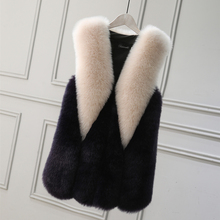 2019 autumn winter fur vest warm section color  long fox fur vest fashion faux fur vest large size fur coat 2024 - buy cheap