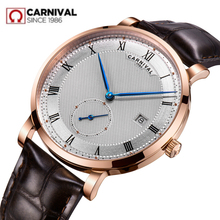 Carnival-reloj mecánico automático para hombre, cronógrafo de marca de lujo suizo, de cuero genuino, masculino 2024 - compra barato