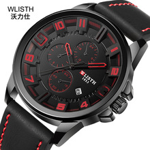 Fashion Wlisth Top Brand Big Dial Watch Men Sport Calendar Man Luxury Leather Quartz Waterproof Clock Men's Wristwatches 2024 - buy cheap