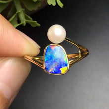 Fine Jewelry anillos oro Real 18K Yellow Gold AU750 100% Natural Black Opal Gemstone Female Rings for Women Fine Ring 2024 - buy cheap