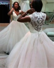 African Plus Size Vintage Luxury Wedding Dresses Ball Gown V-neck Lace Beading long Train Wedding Gowns Vestido De Noiva 2020 2024 - buy cheap