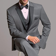 New Arrival Gray Men Suit 3 pieces Terno Custom Tailored Slim Fit Lapel Cran Wedding Groom Custom Made Blazer 2024 - buy cheap
