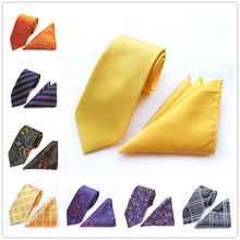 Drop Shipping 8cm Men Woven Formal Ties Set  Fashion Woven Necktie with Pocket Square Wholesale 2024 - buy cheap