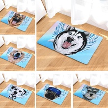 Alfombra absorbente de ante con estampado de perro y dibujos animados para el suelo, tapete de baño de ducha, alfombrilla de baño, alfombrilla de cocina, decoración divertida para la puerta del hogar 2024 - compra barato